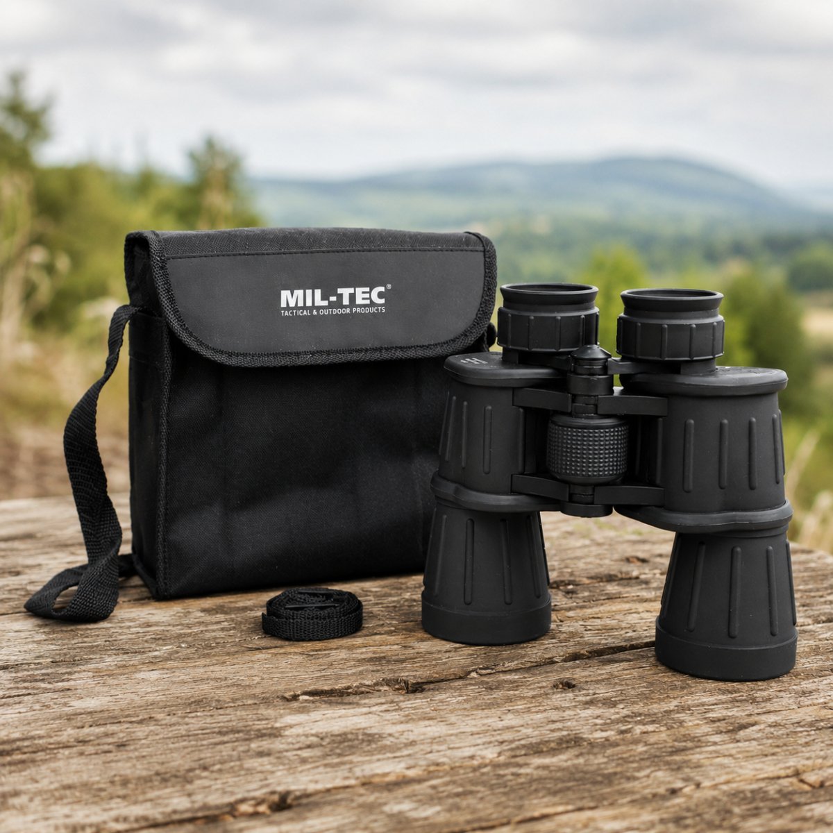 Mil-Tec verrekijker met rubberen coating 7x50 outdoor wandelen jachtoptiek zwart