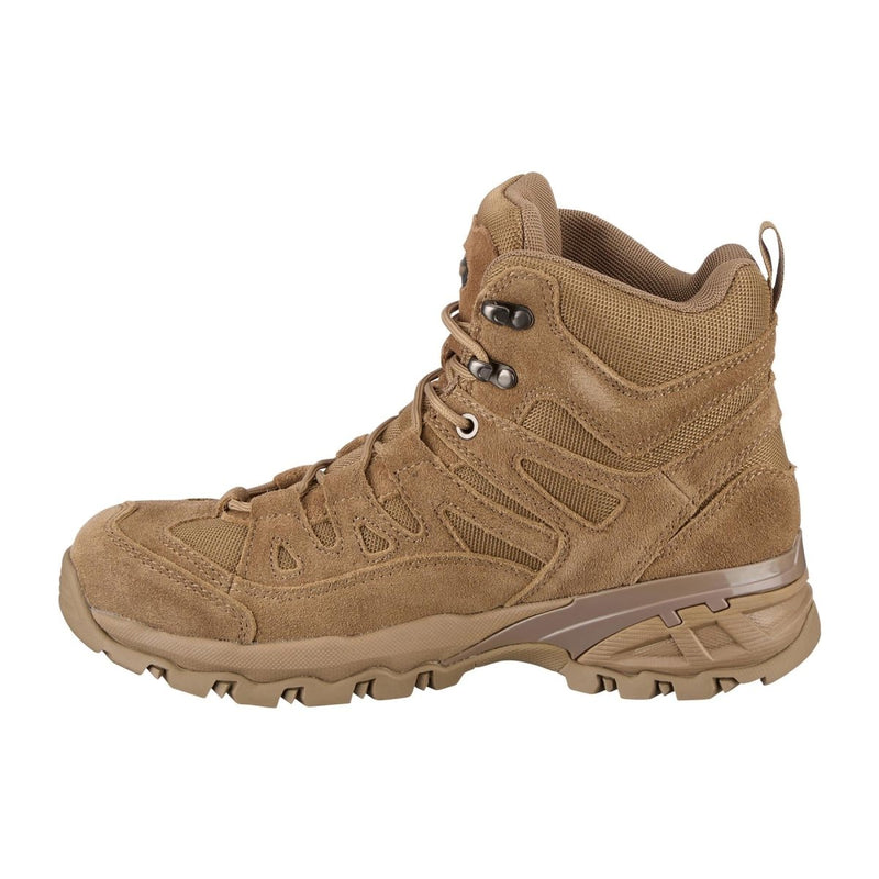 Coyote MIL-TEC Squad mid calf suede boot with rugged sole and reinforced toe for outdoor tactical use.