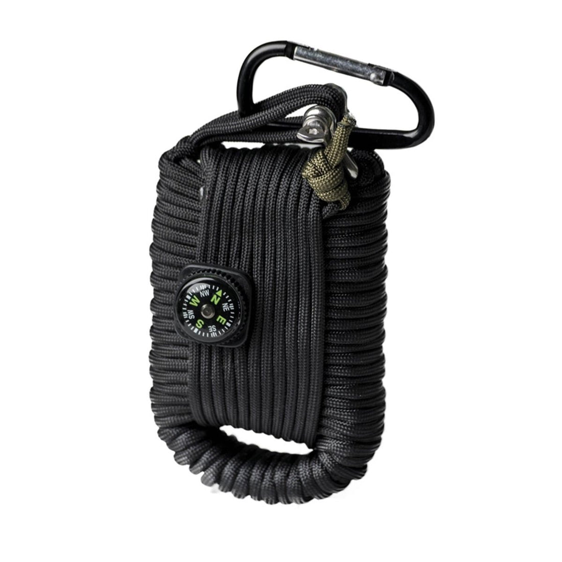 MIL-TEC Survival Kit Groot 12m Paracord Fire Starter Kompasfluit Zwart