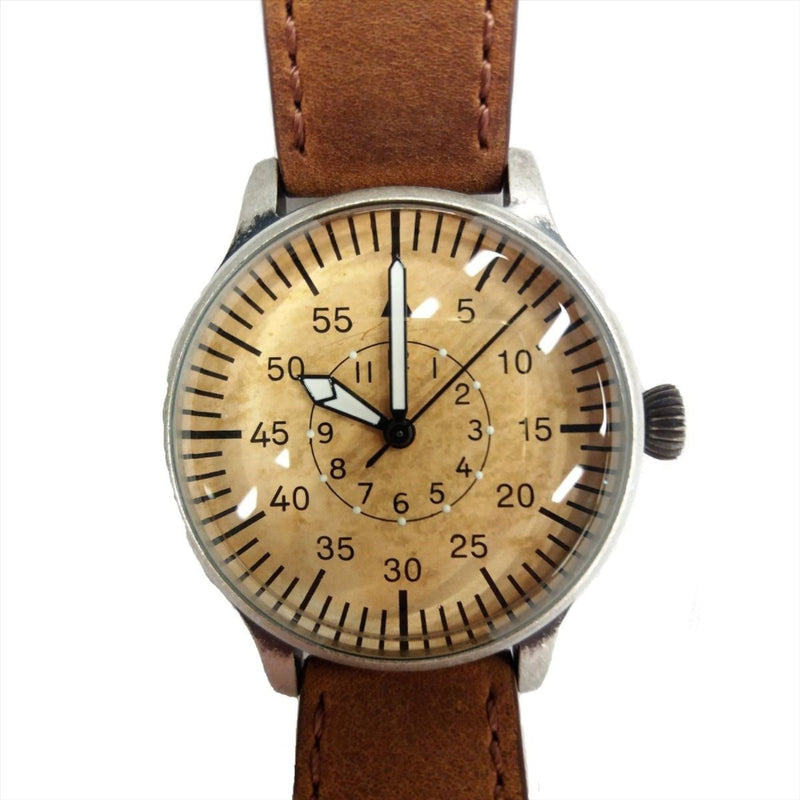 Mil-Tec Vintage Army Quartz Watch Pilot Natural Leather Lederen Bracelet Brown