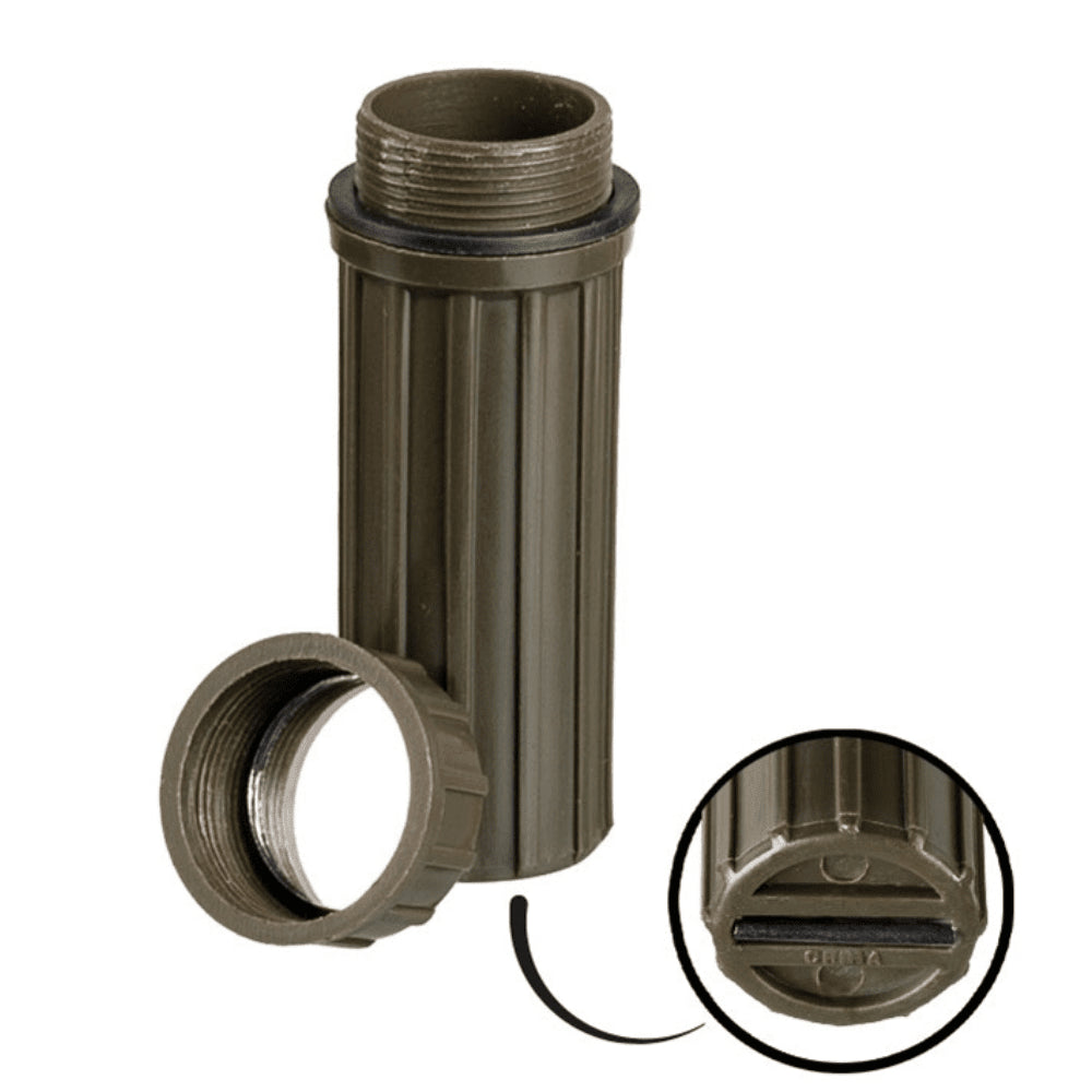 Mil-Tec waterdichte luciferdoos Flint Bottom Camping Survival luciferhouder Olijf