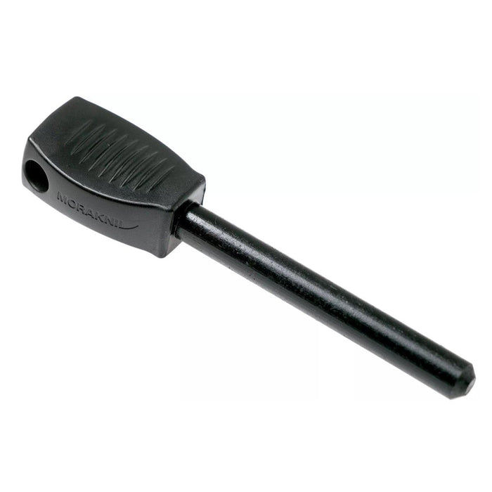Allume-feu MORAKNIV en acier léger noir avec poignée texturée pour une prise en main facile, idéal pour le camping et l'extérieur.