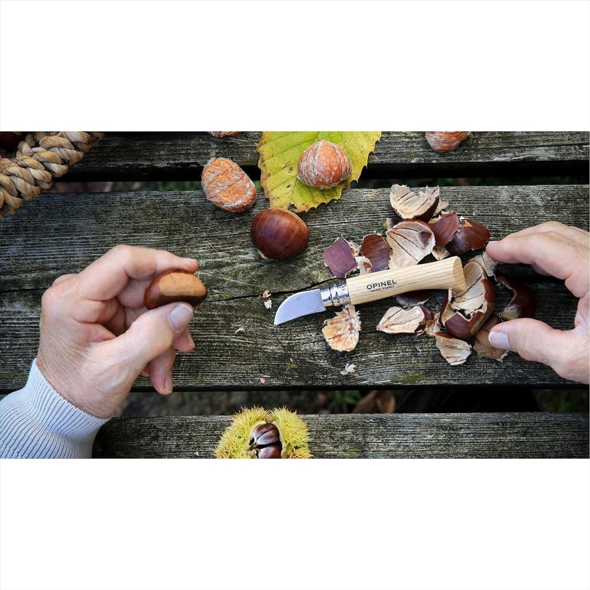 Couteau de poche pliant Opinel N°07 Châtaigne Ail Lame 12C27 Manche Noyer