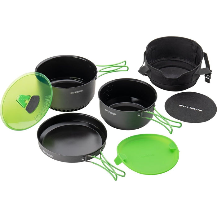 Optimus Terra Camp 4 Pot Set Kit de cuisson antiadhésif pour camping-car en plein air 7 pièces - GoMilitar