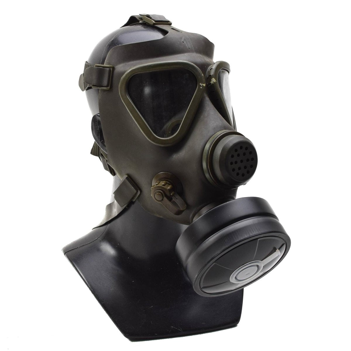 Originele Oostenrijkse militaire Drager-gasmaskerset Militair verzamelobject Olijf gebruikt