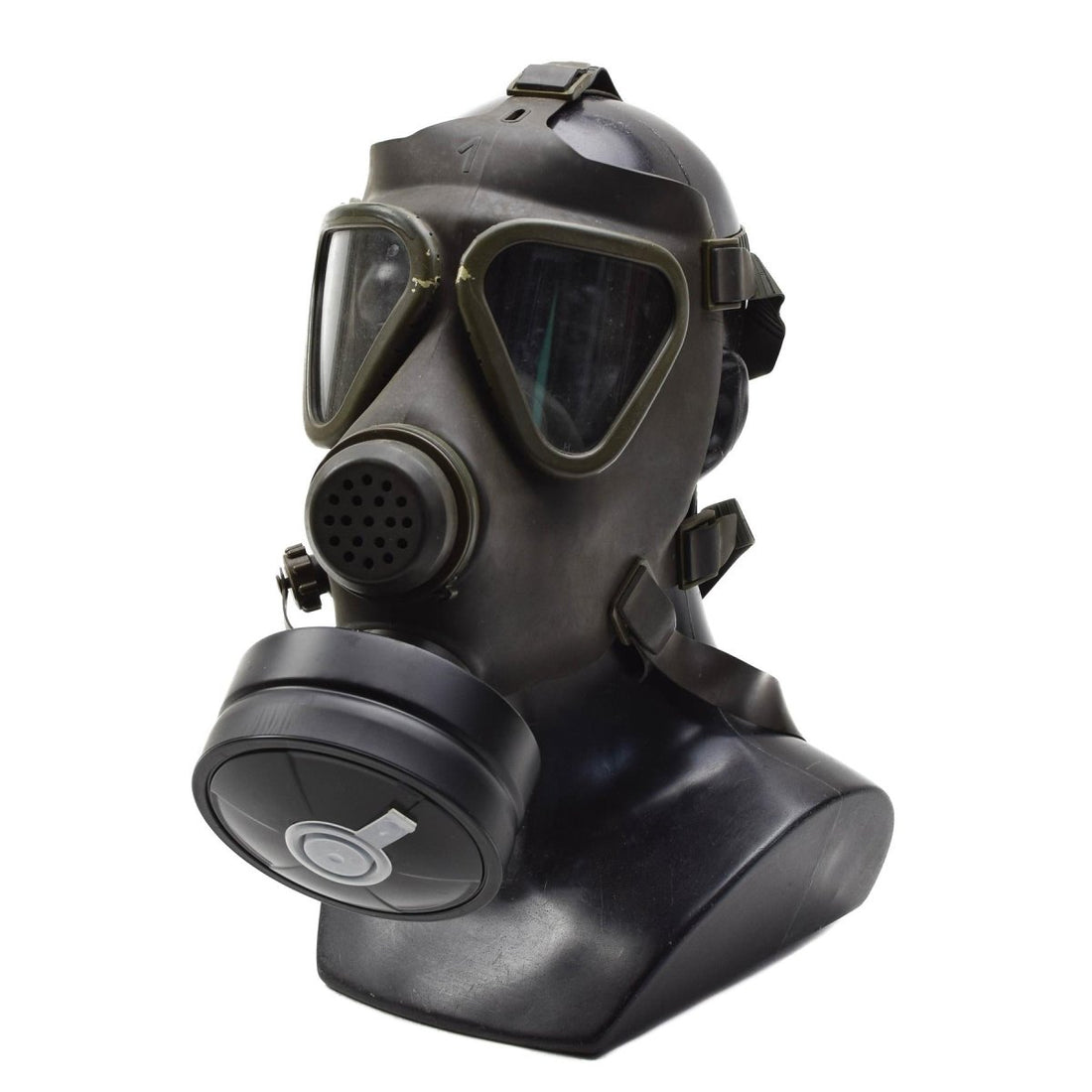 Originele Oostenrijkse militaire Drager-gasmaskerset Militair verzamelobject Olijf gebruikt