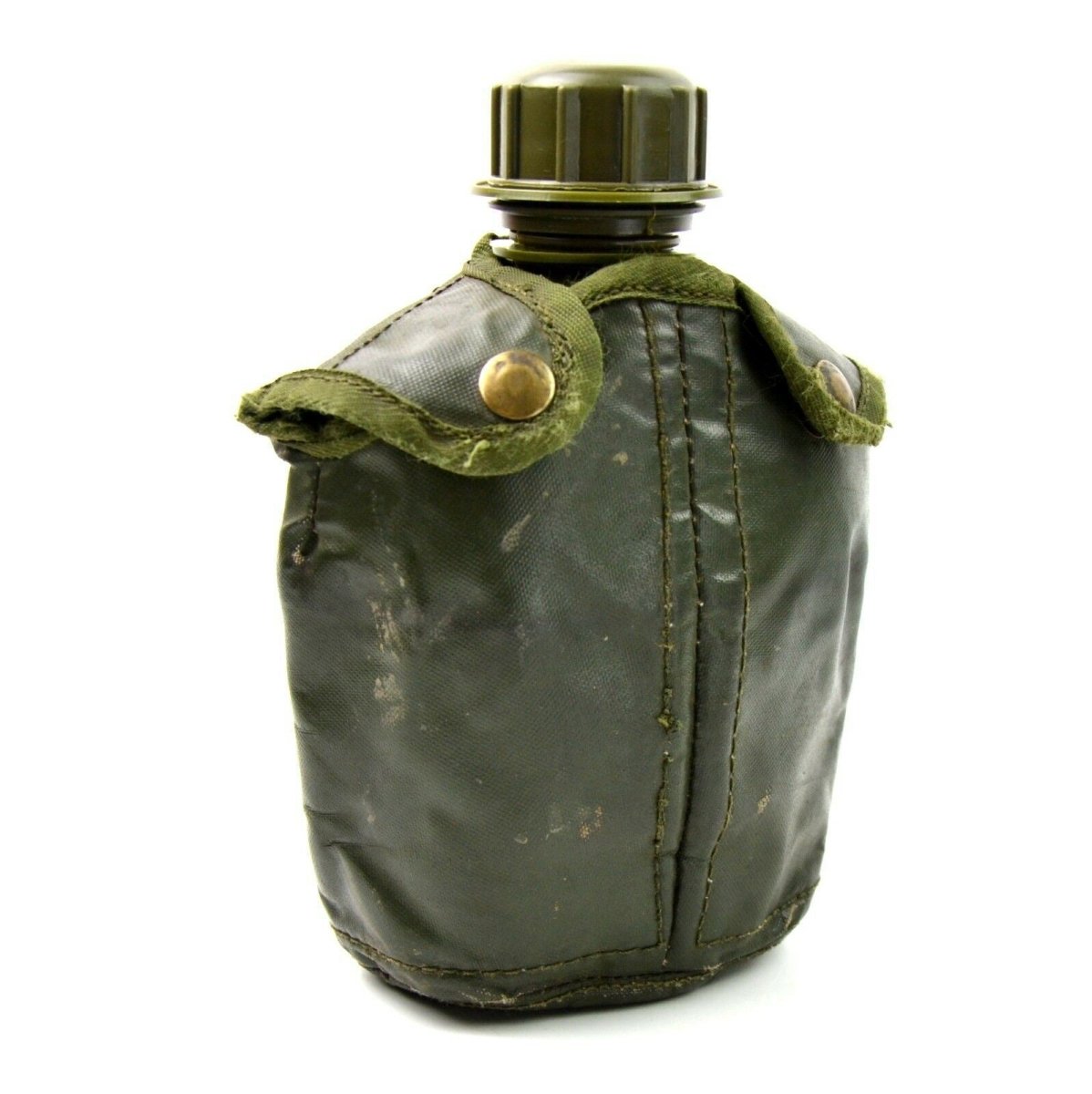 Cantine à eau militaire belge originale M1 avec couvercle, bouteille d'équipement de terrain, olive