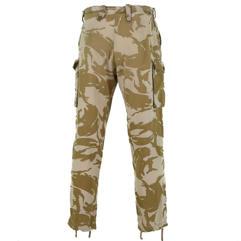 British army desert camouflage lightweight combat trousers with multiple pockets and reinforced knees