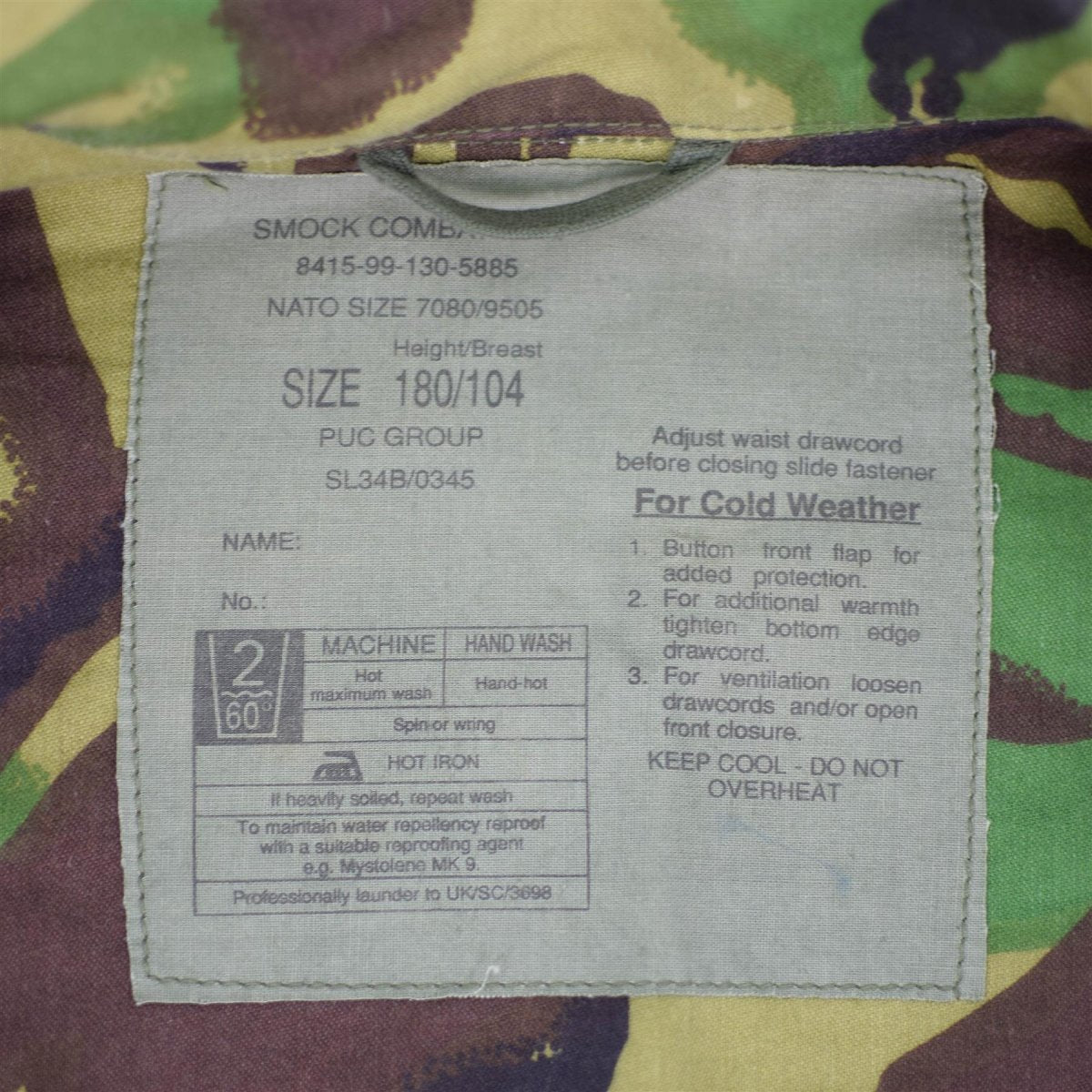 Veste de combat BDU originale de l'armée britannique, parka pour temps froid, édition militaire