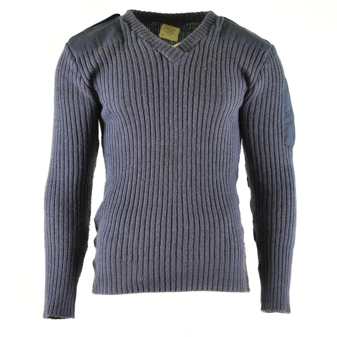 Pull original de l'armée britannique Commando Jumper Pull bleu gris en laine à col en V