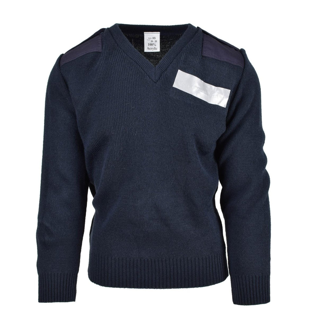 Pull original du service de police britannique Commando Jumper Pull bleu à col en V
