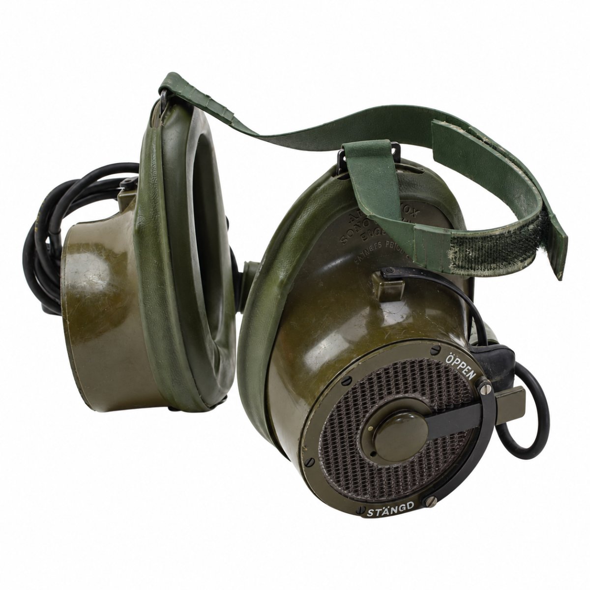 Originele Britse militaire Amplivox luchtvaartcommunicatie-headsetset vintage