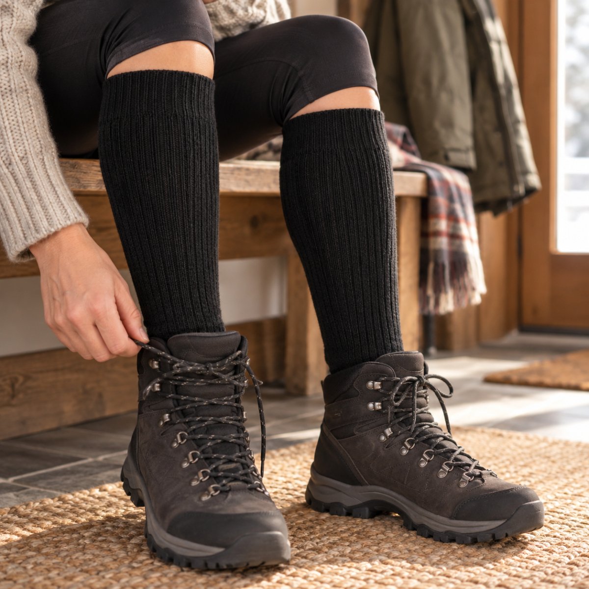 Originele Britse militaire wintersokken warm geribbeld gebreid EU 39-40 zwart