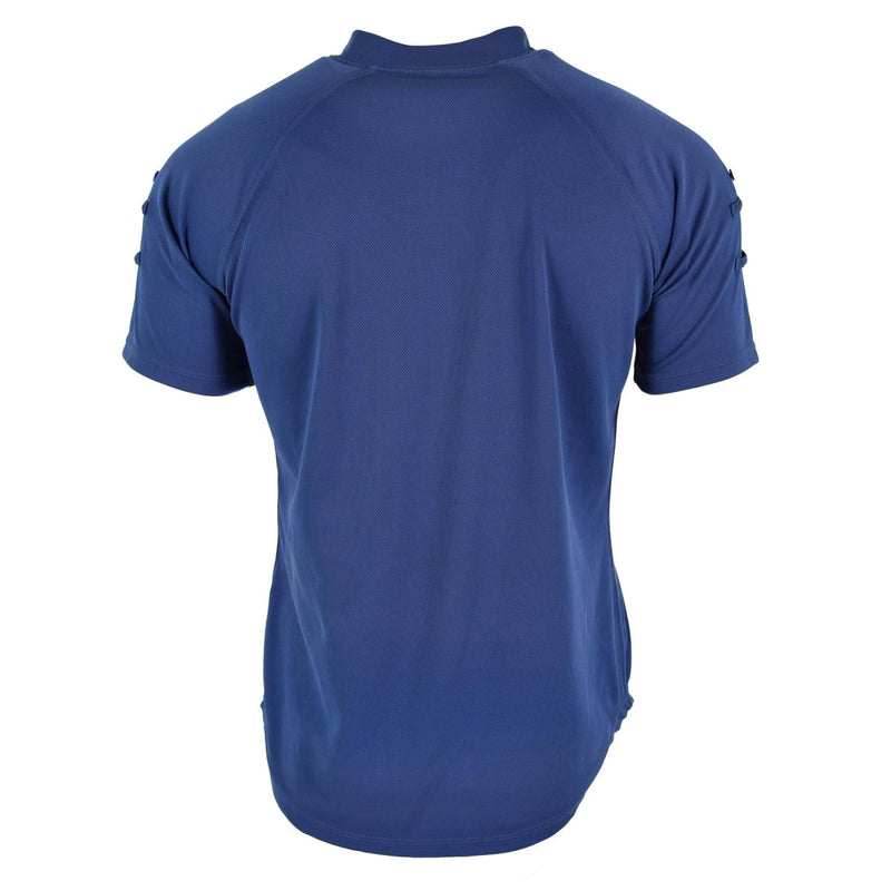 Back view of a blue breathable original British police t-shirt with short sleeves and comfortable fit.