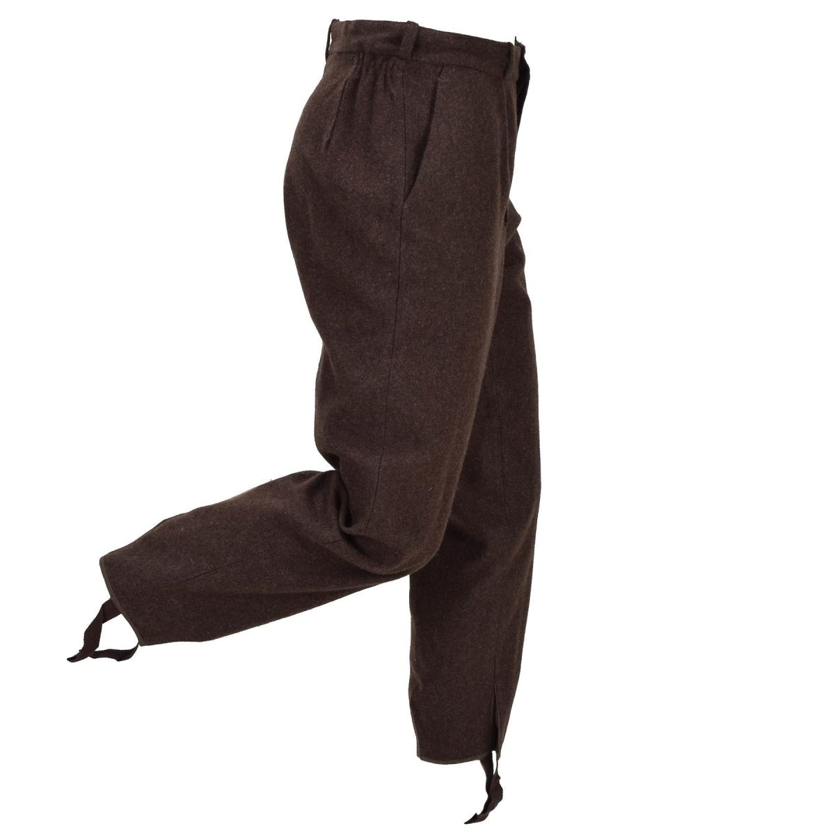 Pantalon d’uniforme en laine de l’armée bulgare d’origine, surplus inutilisé marron foncé