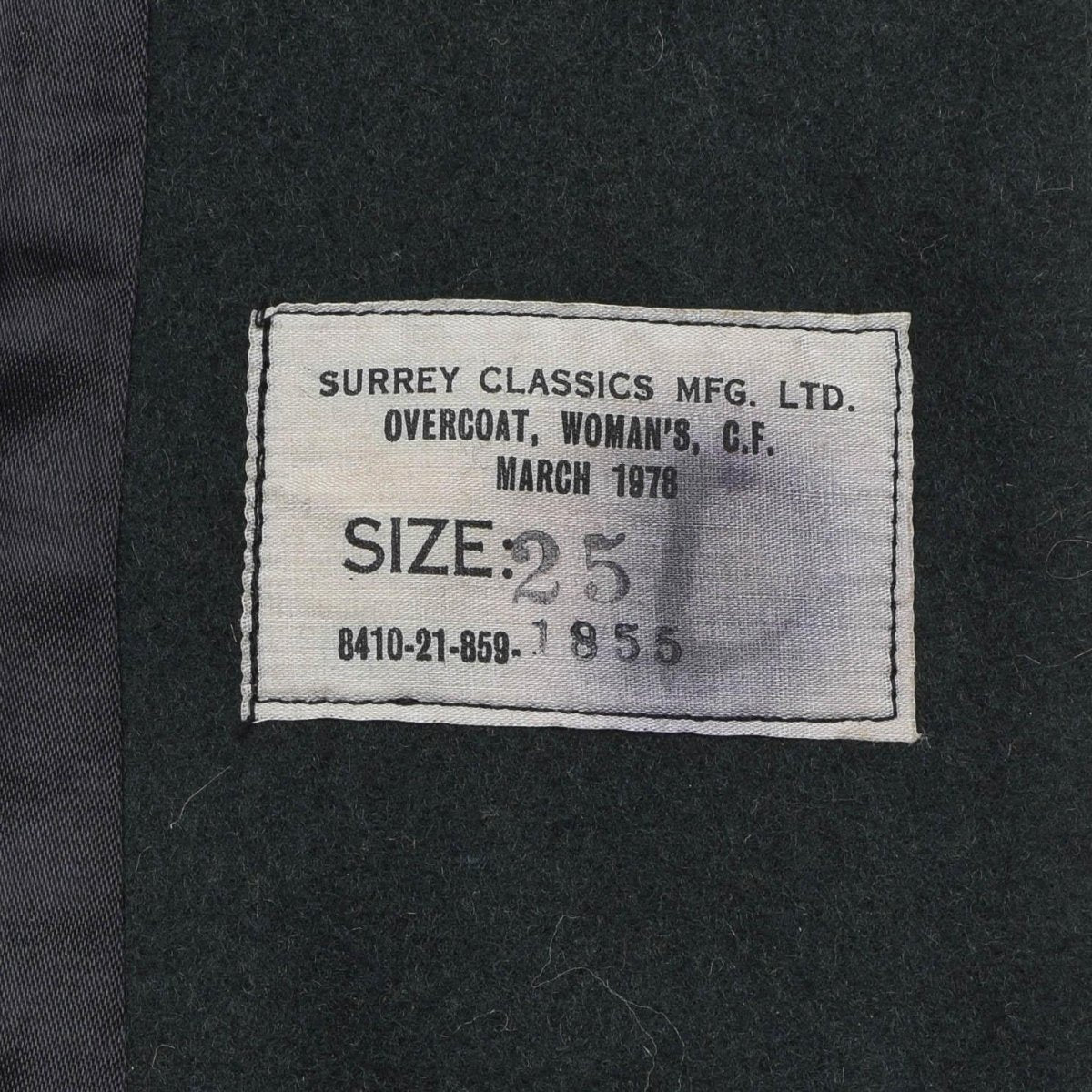 Pardessus en laine original de l’Armée canadienne pour femme Surplus militaire vert foncé