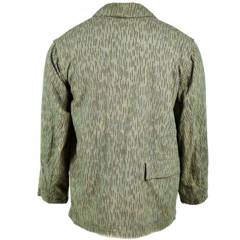 Back view of Original Czech army M60 field jacket with raindrop camouflage and durable fabric.