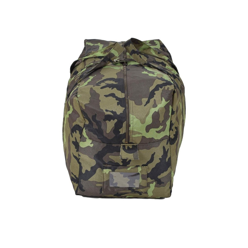 Original Czech military duffle bag in M95 camouflage, durable and spacious for travel or sports use.
