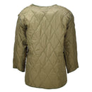 Back view of olive green quilted Czech military jacket with thermal lining and long sleeves