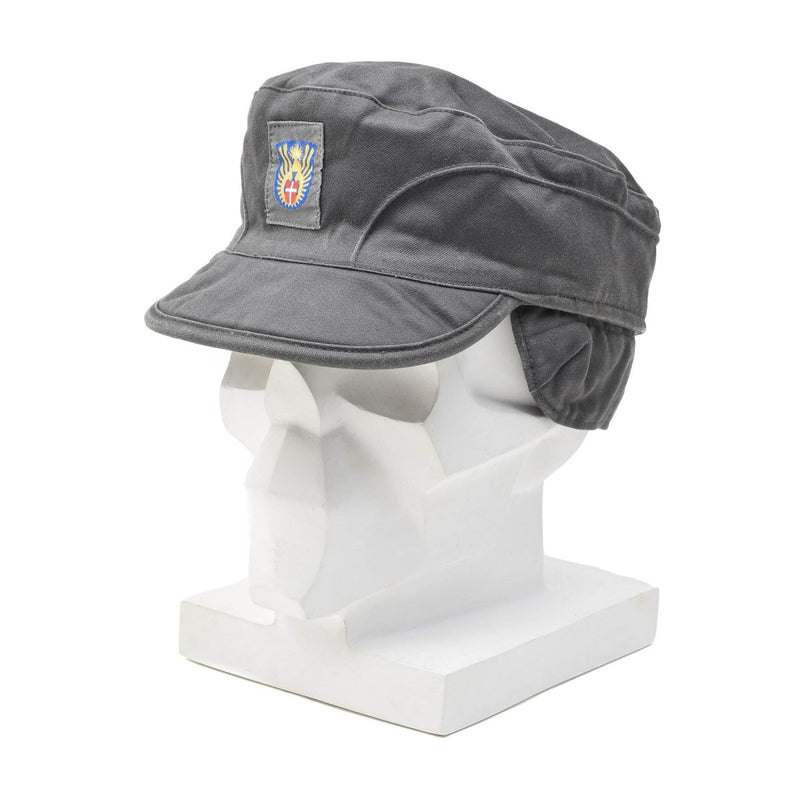 Original Danish military gray army cap lightweight foldable earflaps vintage NEW - GoMilitar
