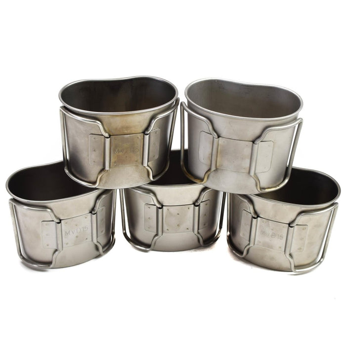 Original Dutch Army Stainless Steel Canteen Cups Camping Bushcraft 6pcs Lot - GoMilitar