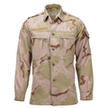 Chemise de campagne militaire néerlandaise originale, fermeture à bouton-pression, camouflage désert 3 couleurs