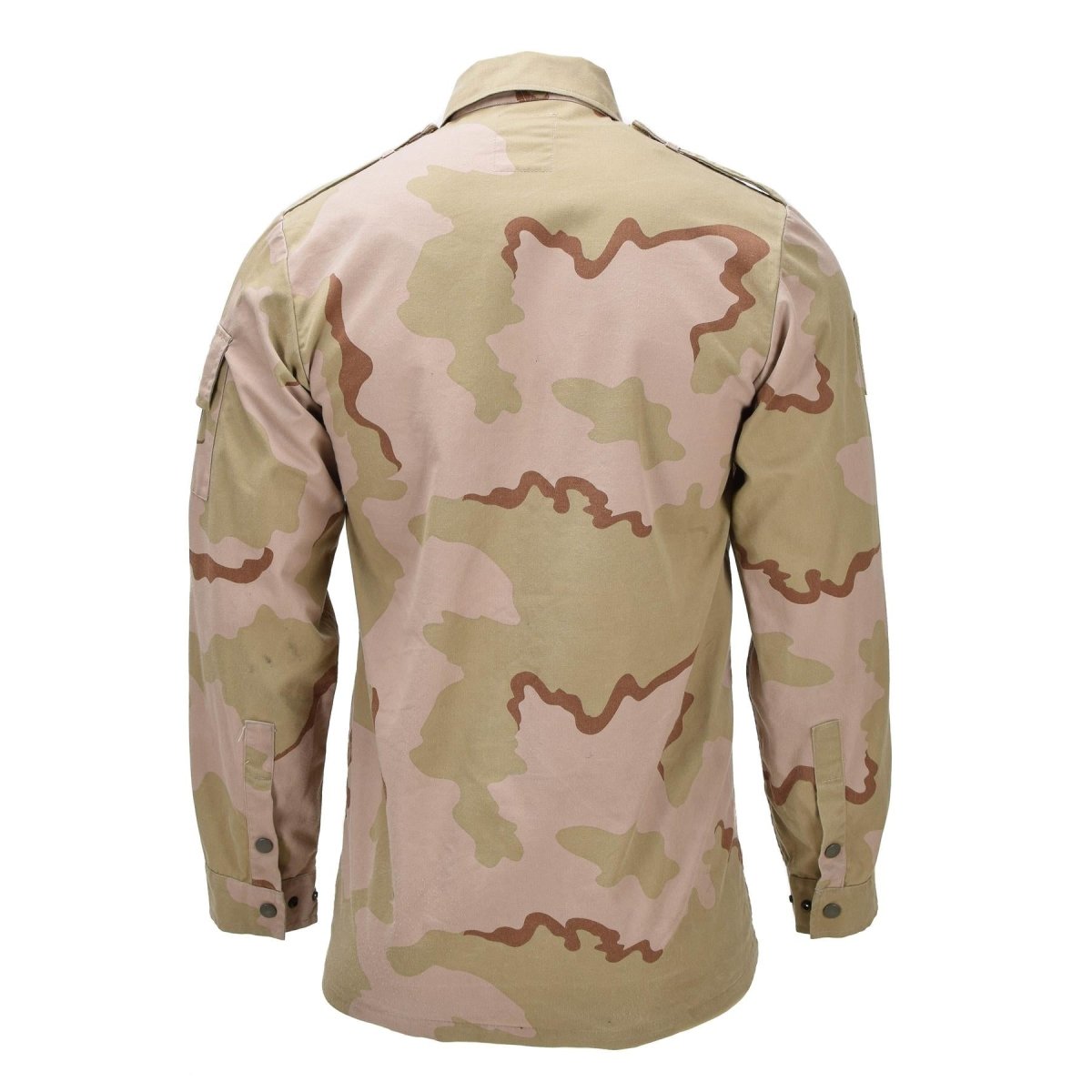 Chemise de campagne militaire néerlandaise originale, fermeture à bouton-pression, camouflage désert 3 couleurs