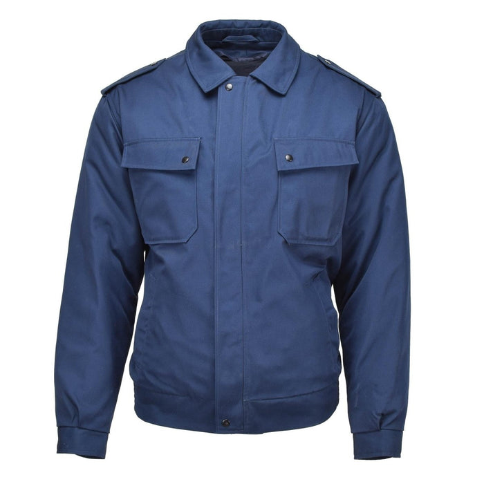 Veste militaire néerlandaise originale en bleu avec doublure matelassée amovible, parka excédentaire de l'armée néerlandaise durable et chaude.