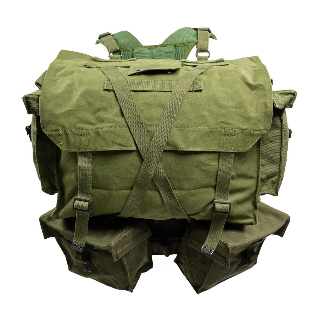 Originele Nederlandse Militaire M58 Webbing Patroon 35L Rugzak Geperforeerde Riem Olijf