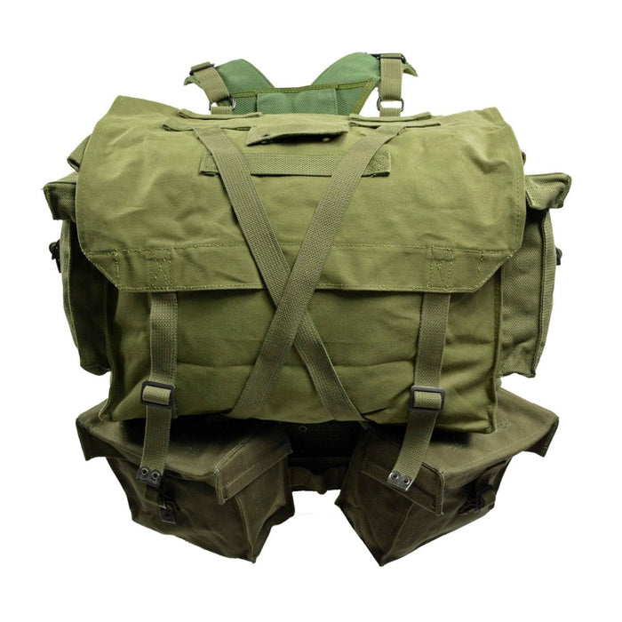 Originele Nederlandse Militaire M58 Webbing Patroon 35L Rugzak Geperforeerde Riem Olijfgroen - GoMilitar
