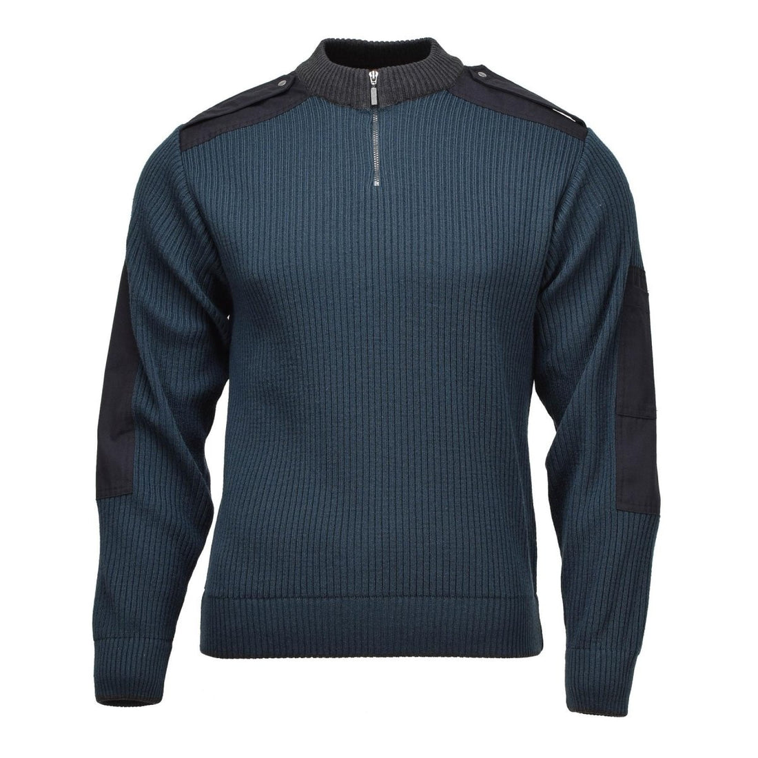 Original Dutch Military Troyer Sweater Rib Knit Quarter Zip Vert Pétrole