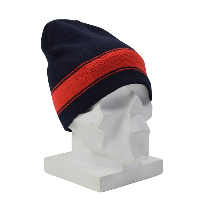 Originele Nederlandse Militaire Wollen Winterhorloge Cap Beanie Donkerblauw Rode Strepen - GoMilitar