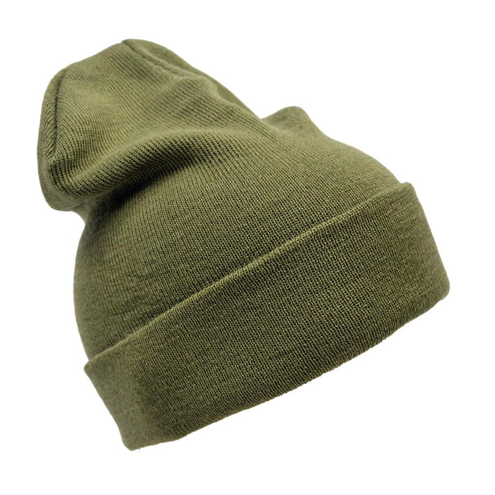 Bonnet d'hiver en laine WoolGuard Roll Top militaire néerlandais d'origine vert - GoMilitar