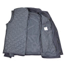 Inside view of dark blue original Dutch police parka showing quilted warm jacket liner and inner pockets