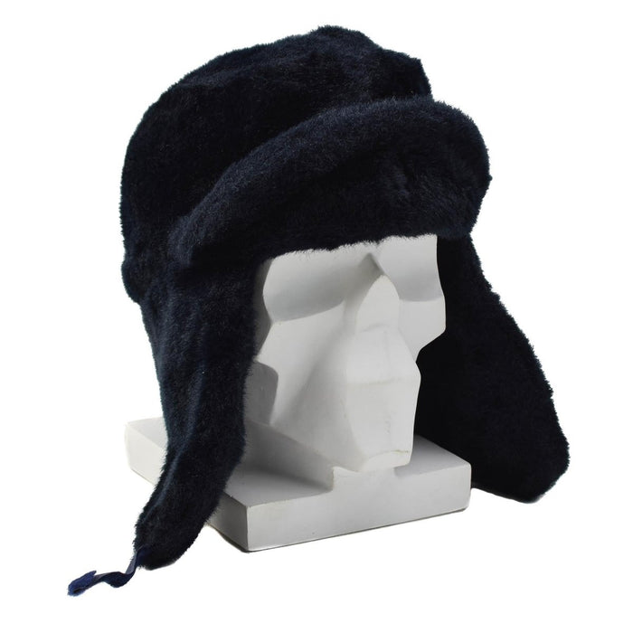Chapeau d'hiver original de la police néerlandaise rabattable avec oreillettes renforcées sur le front bleu - GoMilitar