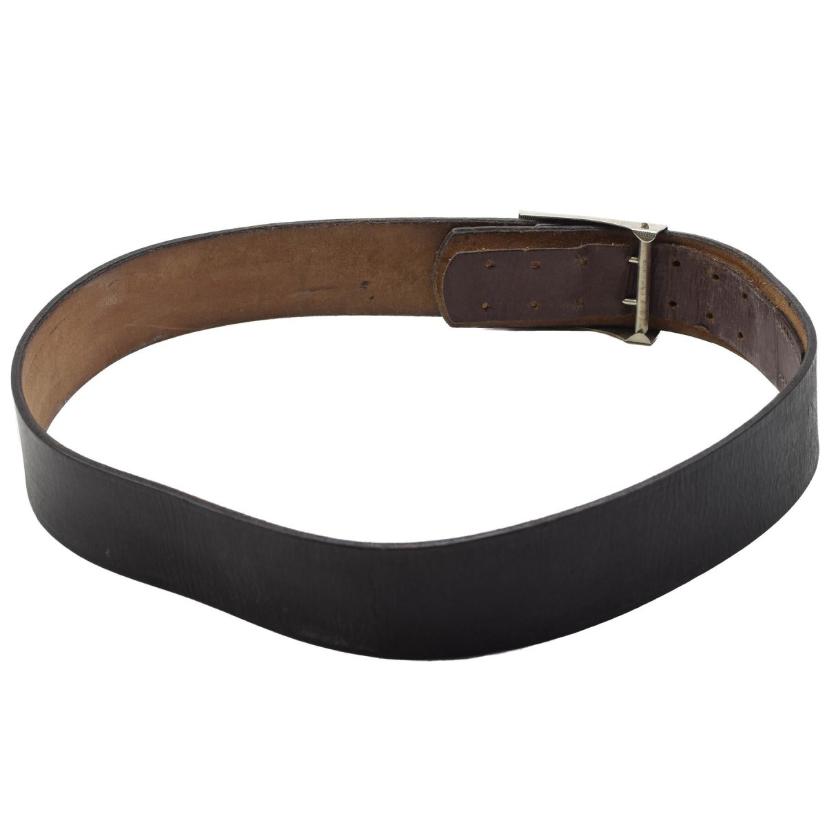 Originele Oost-Duitse militaire leren riem soldaat metalen doosgesp zwart