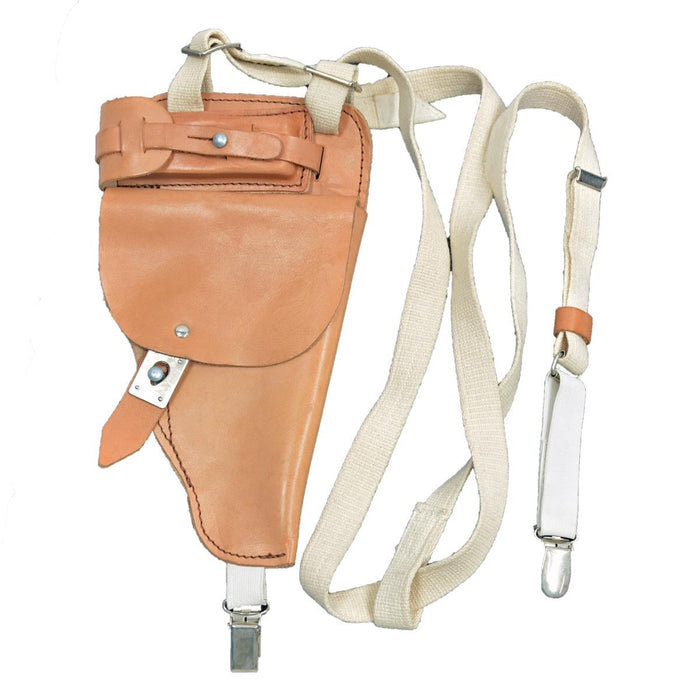 Originele Oost-Duitse Militaire M74 Schouderpistoolholster NVA Leer Bruin - GoMilitar