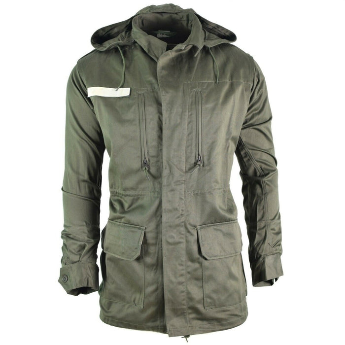 Origineel Olive OD-jasje van het Franse leger, militaire parka met capuchon, satijn - GoMilitar