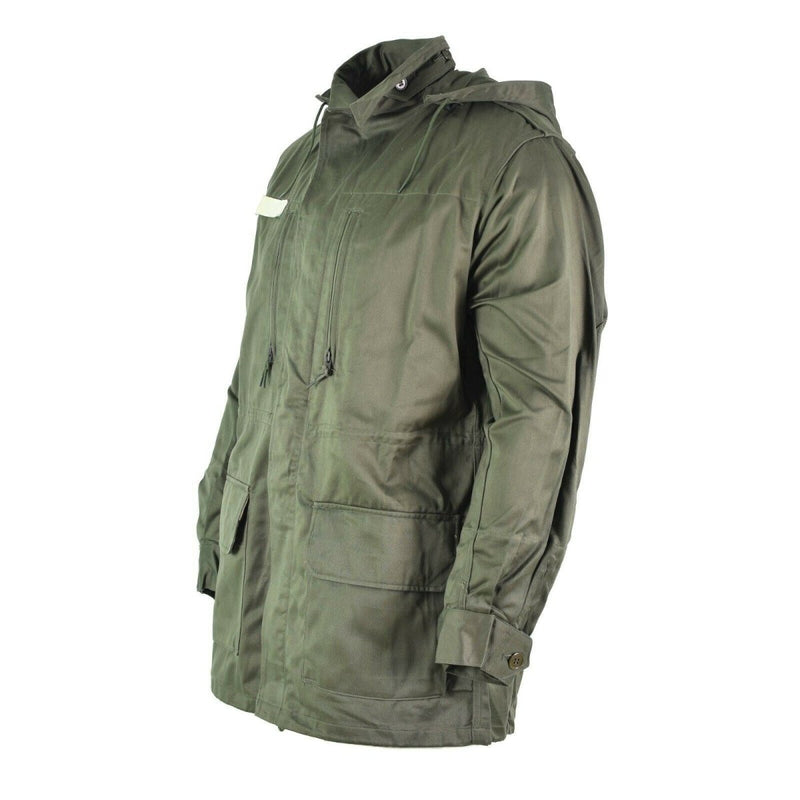 Original French army Olive OD jacket fatigue combat military hooded parka sateen - GoMilitar
