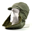 Original French army winter hat with fold-down earflaps and insulated lining for cold weather protection