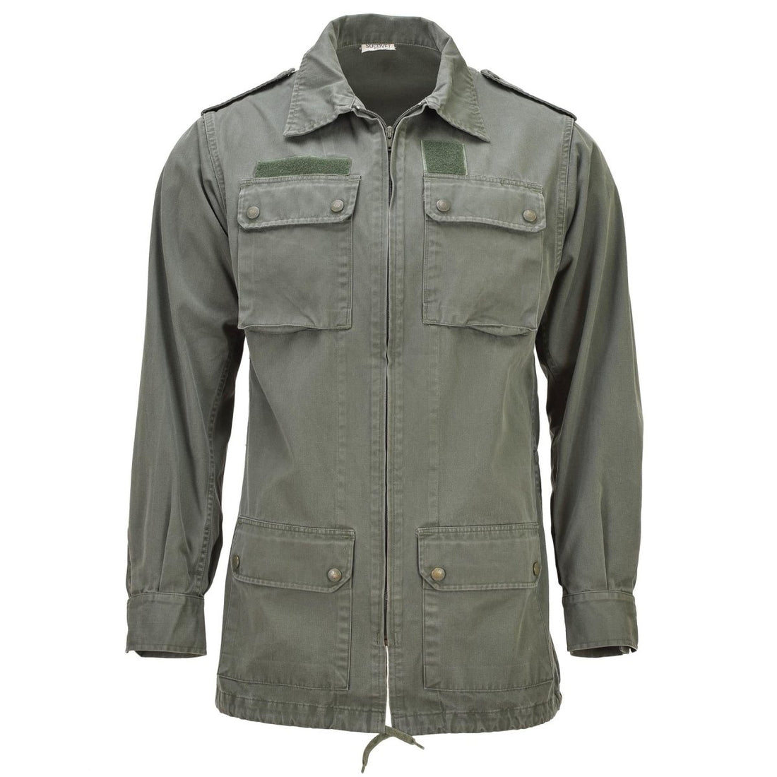 Veste classique militaire française originale avec grandes poches avant, couleur olive unie
