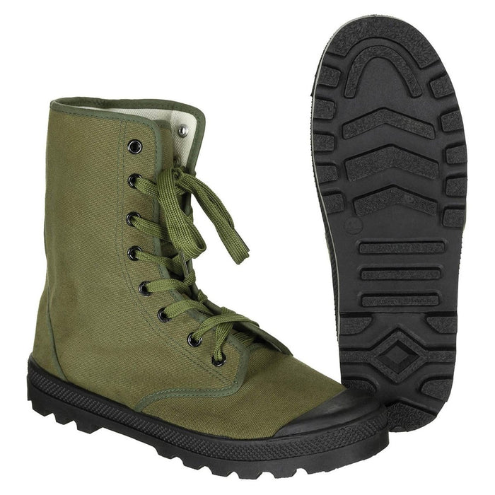 Originele Franse militaire commandolaarzen Versterkte hakken Vintage Olive - GoMilitar