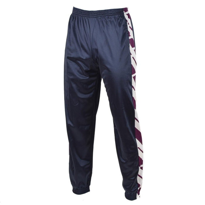 Marineblauwe retro Franse militaire joggingbroek met elastische taille en gestreept zijpaneel voor hardlopen en wandelen.
