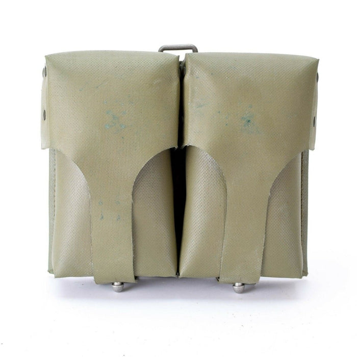 Pochette double originale pour chargeur de munitions de l'armée allemande en matériau imperméable et durable enduit de PVC olive terne