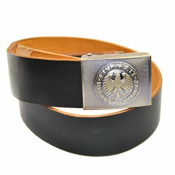 Original German army black genuine leather belt military BW issue pants trousers - GoMilitar