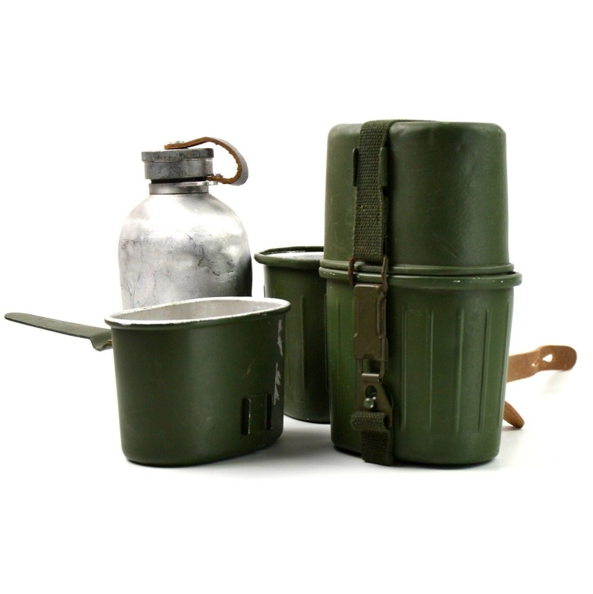 Kit de désordre de l'armée allemande originale, cantine, bouteille d'eau, ustensiles de cuisine, armée