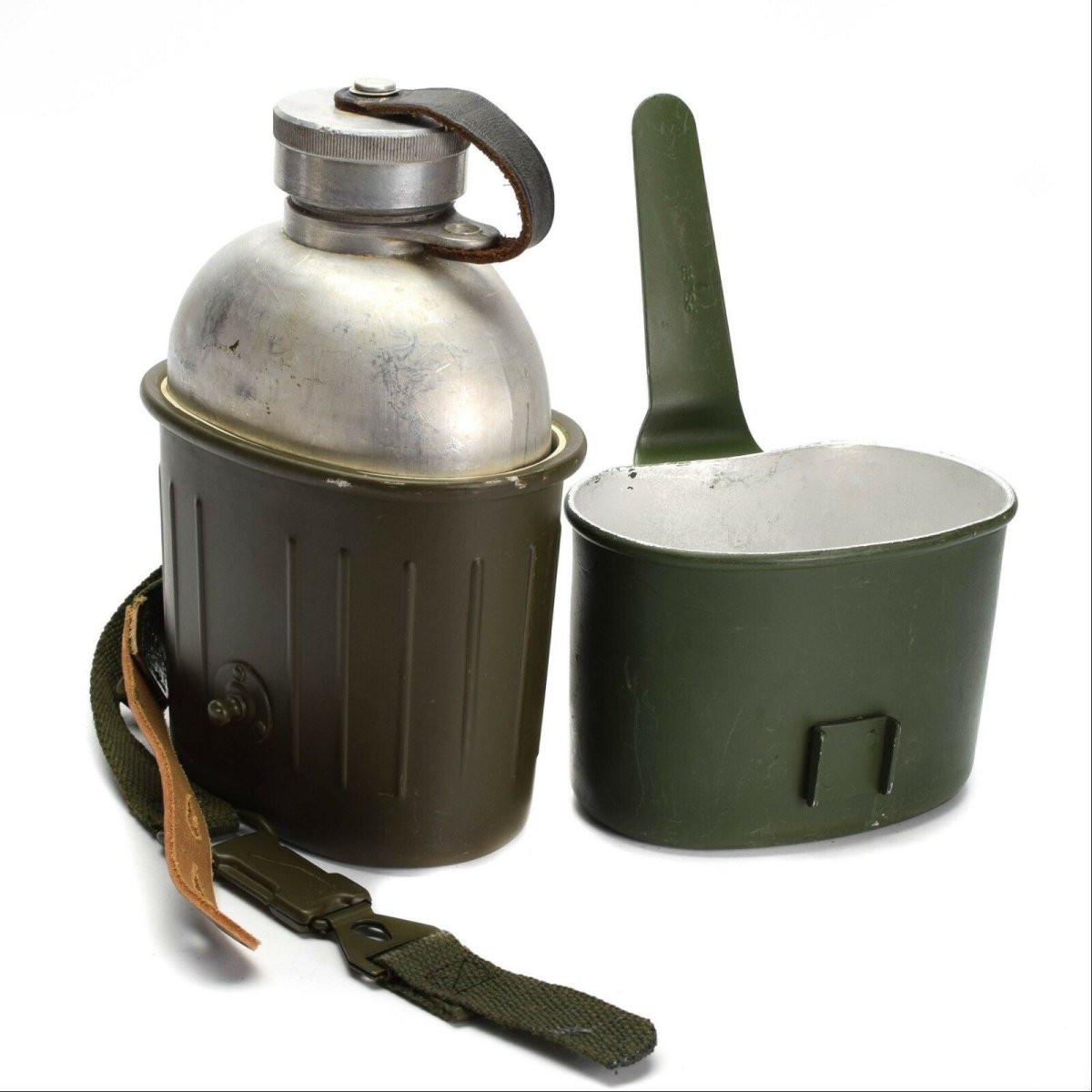 Kit de désordre de l'armée allemande originale, cantine, bouteille d'eau, ustensiles de cuisine, armée