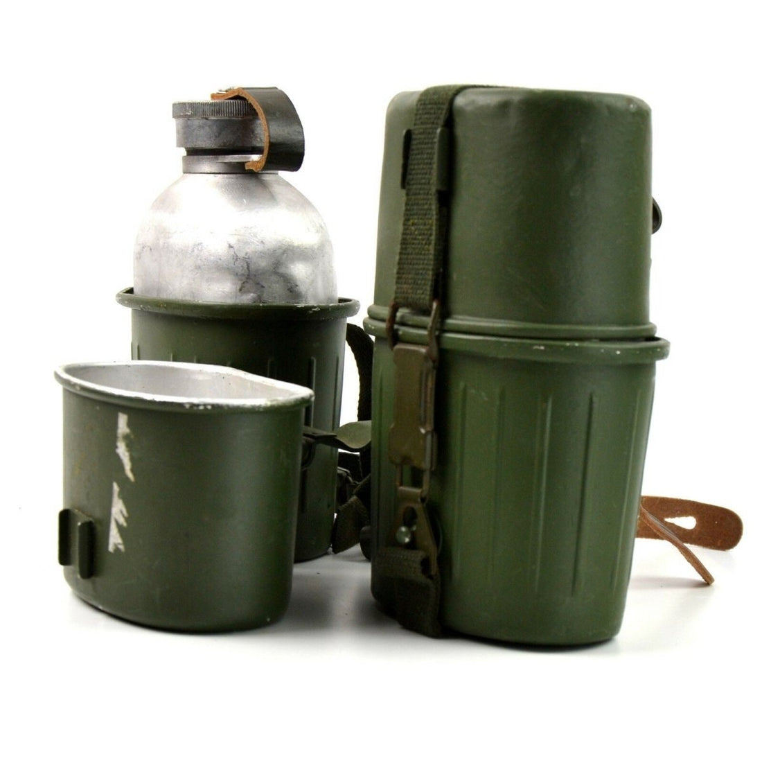 Kit de désordre de l'armée allemande originale, cantine, bouteille d'eau, ustensiles de cuisine, armée