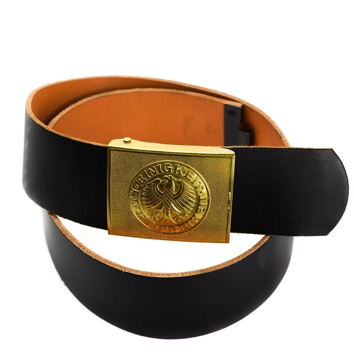 Originele Duitse leger marine zwarte leren riem militaire broek broek - GoMilitar