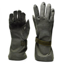 Original German army Nomex pilot gloves in grey with flame-resistant material and reinforced gripper fingertips.